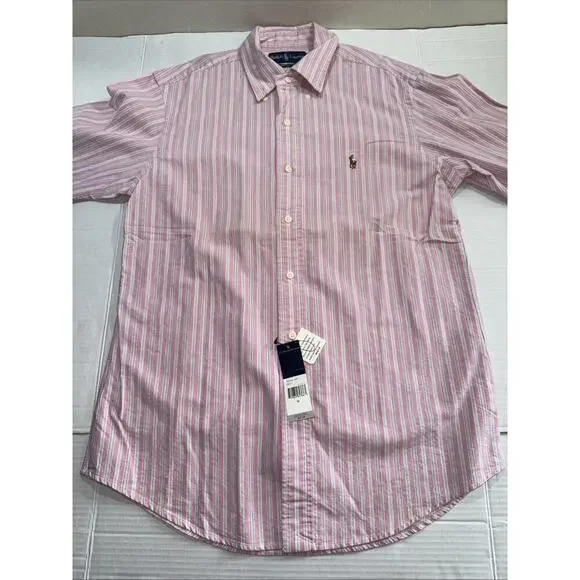 Polo Ralph Lauren Long Sleeve Custom Fit Button-Down Pink Striped Shirt NWT M - Picture 9 of 12